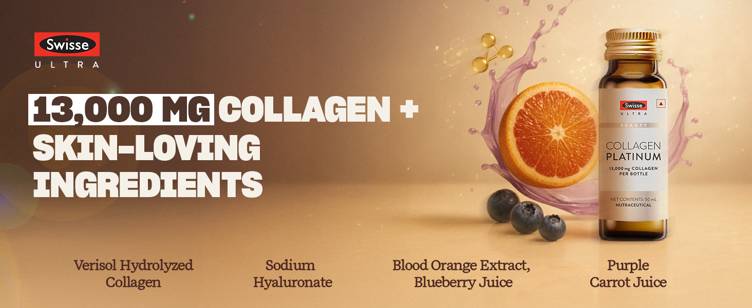 Swisse Collagen Platinum Shots (13,000mg) Highest Collagen Dose per Serve with Superior Bioavailability - Targets Fine Lines, Firmness & Elasticity - Premium Skincare Innovation in Liquid Shots
