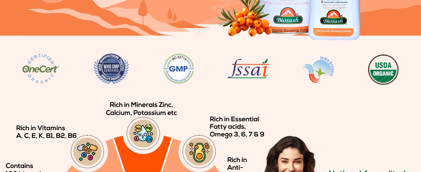 Biosash Sea Buckthorn Juice 750ml | Organic Cold-Pressed Pure Juice | Rich in Omega 3 6 7 9, Vitamins & Antioxidants | No Added Sugars, Sea Buckthorn Berries for Wellness Vitality &Immunity
