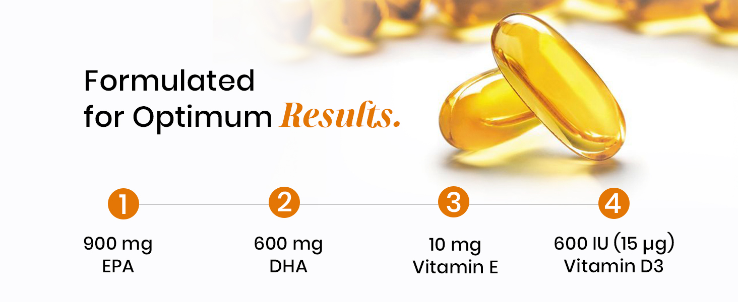 Triple Strength Omega 3 Fish Oil Capsules 2500mg | EPA - 900mg, DHA - 600mg, Vitamin E and Vitamin D3 | Supports Heart, Brain, Joints & Eye Health | No Fishy Burps, Lemon Flavour - 30 Softgels | Pack of 2