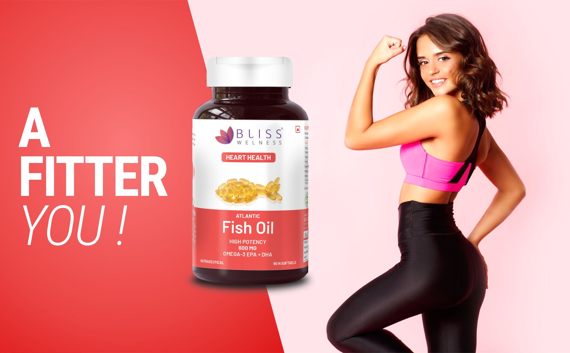 Bliss Welness Omega 3 Fish Oil Gold | Cold Pressed Arctic Sea Anchovie Fish Omega3 Oil 2000 mg EPA 360 mg DHA 240 mg | Brain Heart Eye & Joint health for Men & Women - 60 Softgel Capsules, 120 grams