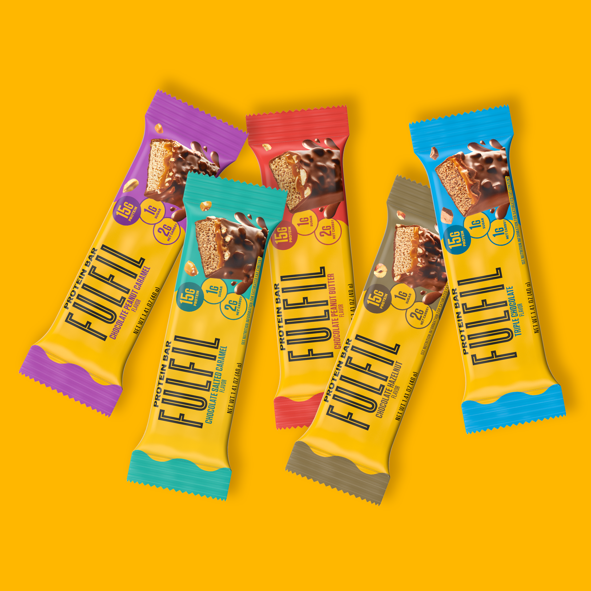 FULFIL Chocolate Salted Caramel Protein Bars, 15g Protein, 12 ct