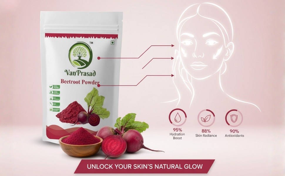 Beetroot Powder Natural No Additives Rich in Iron, Antioxidants & Nitrates Perfect for Smoothies, Juices, Baking & Skincare Nutritional Supplement (1 Kg)