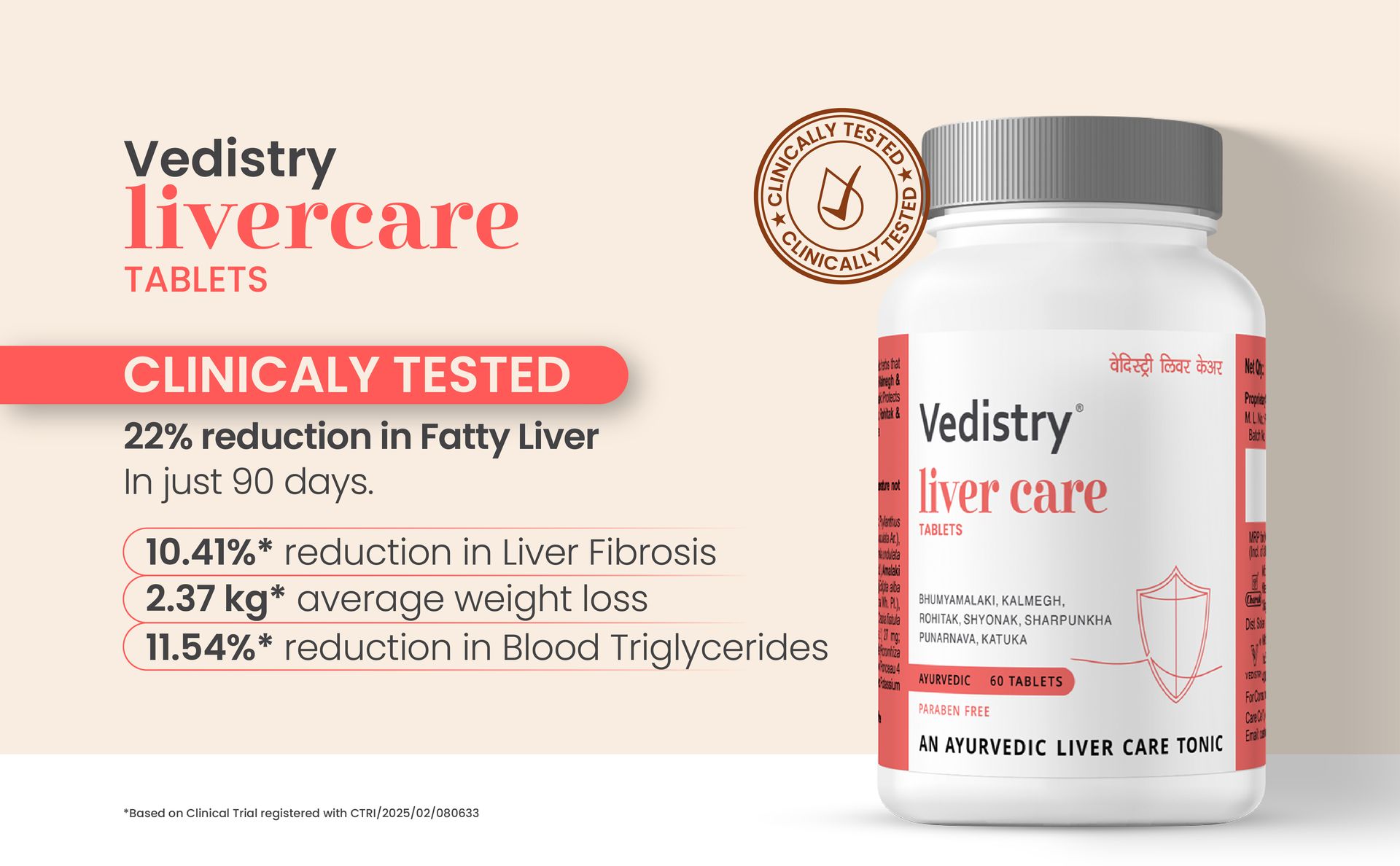 Vedistry Livercare Tablets | Ayurvedic Liver Detox Supplement for Fatty Liver & Sluggish Metabolism | Clinically tested | 22% reversal in fatty liver | Ayurvedic Liver Care with Bhumiamalaki, Kutaki & Amalaki for Detox & Liver Restoration – 60 Tablets (Pack of 3)