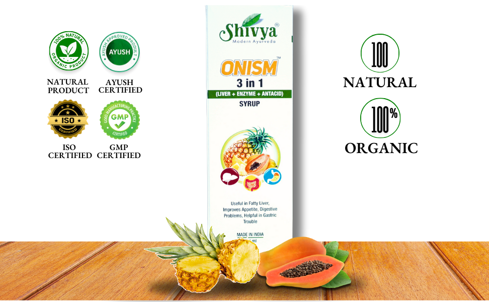 A SHIVYA Product- Onism 3 in 1 Syrup (Liver Syrup) 300ml, Ayurvedic Health Protector – Natural Herbal Tonic | Metabolism Booster