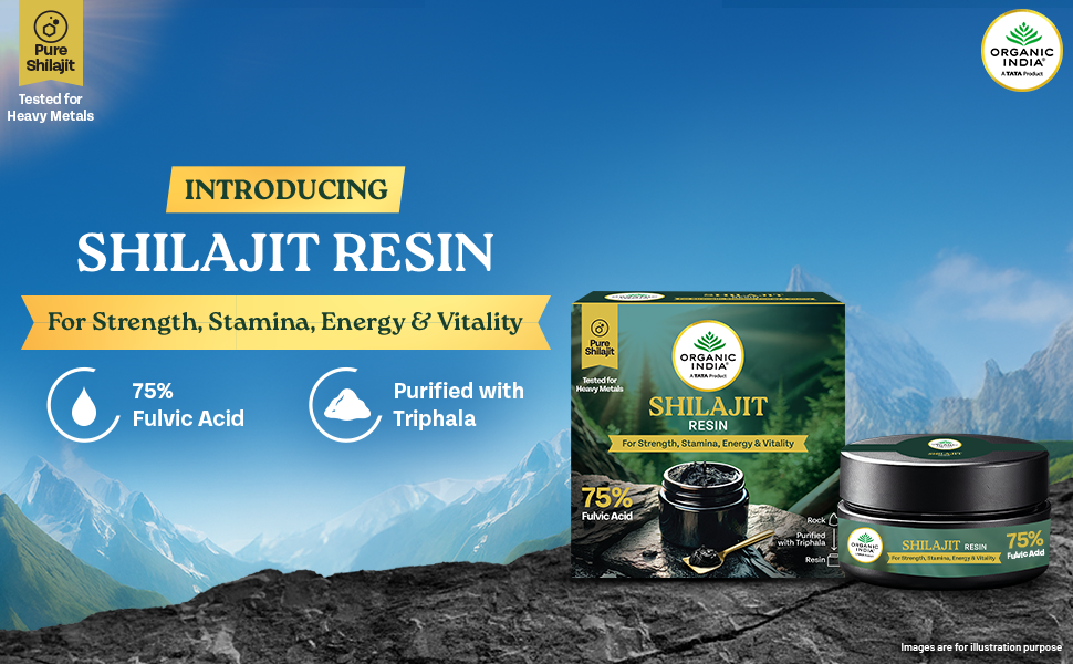 A TATA Product - Organic India Shilajit Resin, 20g, For Strength, Stamina, Energy & Vitality, 75% Fulvic Acid, Boosts Strength & Endurance, Triphala Purified, Tested For Heavy Metals