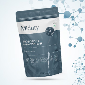 Miduty Probiotics Prebiotic Powder for Gut Health - Patented Lacto Bacillus Coagulans - Constipation Help- 150 grams
