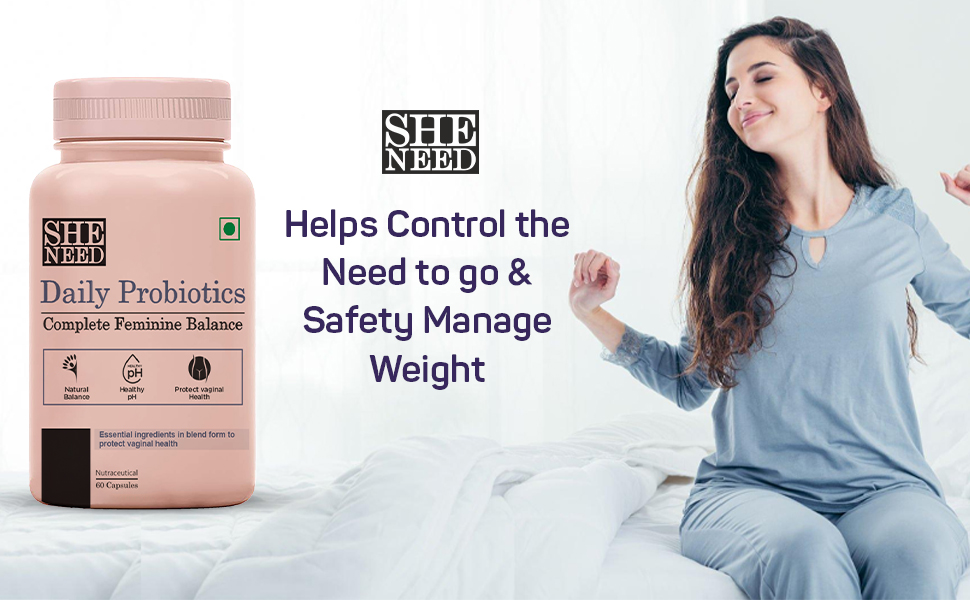 SheNeed Daily Probiotics - Complete Feminine Balance for maintain a healthy balance of good bacteria and yeast to support a healthy functioning- 60 Capsules