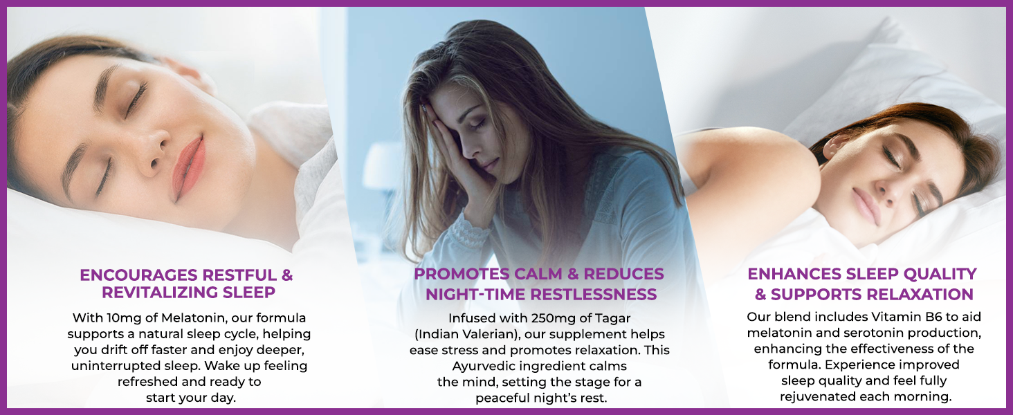 The Body Reserve Melatonin 10mg with Tagar 250mg - 60 Veg Tablets for Natural Sleep Aid, Muscle Recovery, Nerve Relaxation, and Stress Relief - Non-Habit Forming Sleep Aid for Men & Women