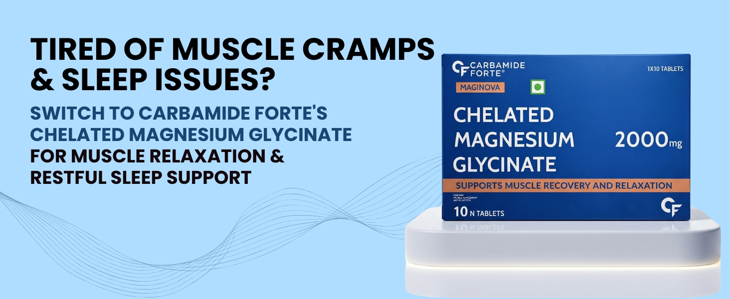 Carbamide Forte Chelated Magnesium Glycinate Supplement 2000mg Per Serving | Magnesium Supplement Supports Muscle Recovery & Better Sleep - 10 Veg Tablets