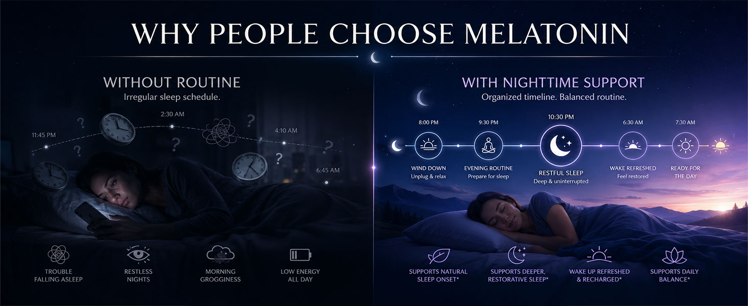 Nveda Melatonin 3mg | Natural Sleep Aid Supplement | Supports Deep Sleep, Stress & Anxiety Relief | Non-Habit Forming | 60 Tablets
