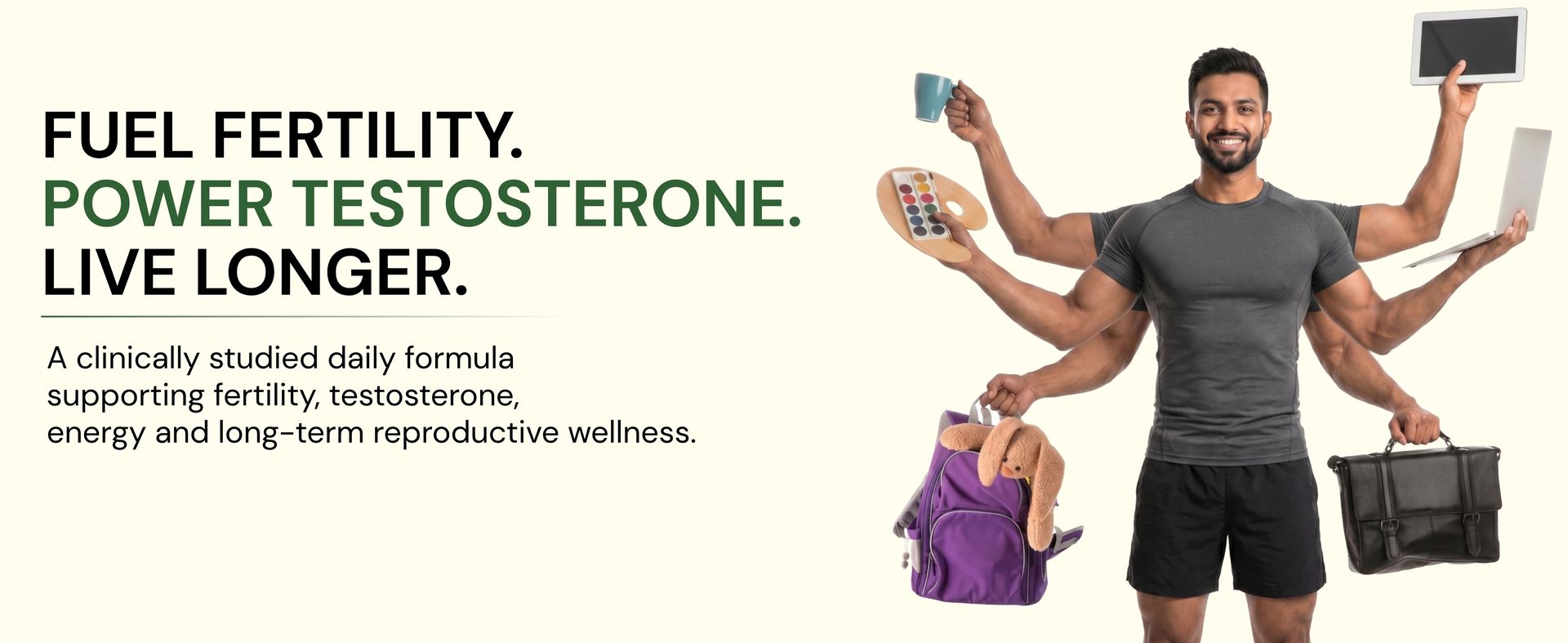 Daily Boost™ in you | 360° Men's Wellness Nutrition | Patented Testofen® + CoQ10 (QONTAN™) + Cordyceps + L-Theanine | Supports Testosterone, Fertility, Sperm Health, Energy, Longevity, Stress & Sleep
