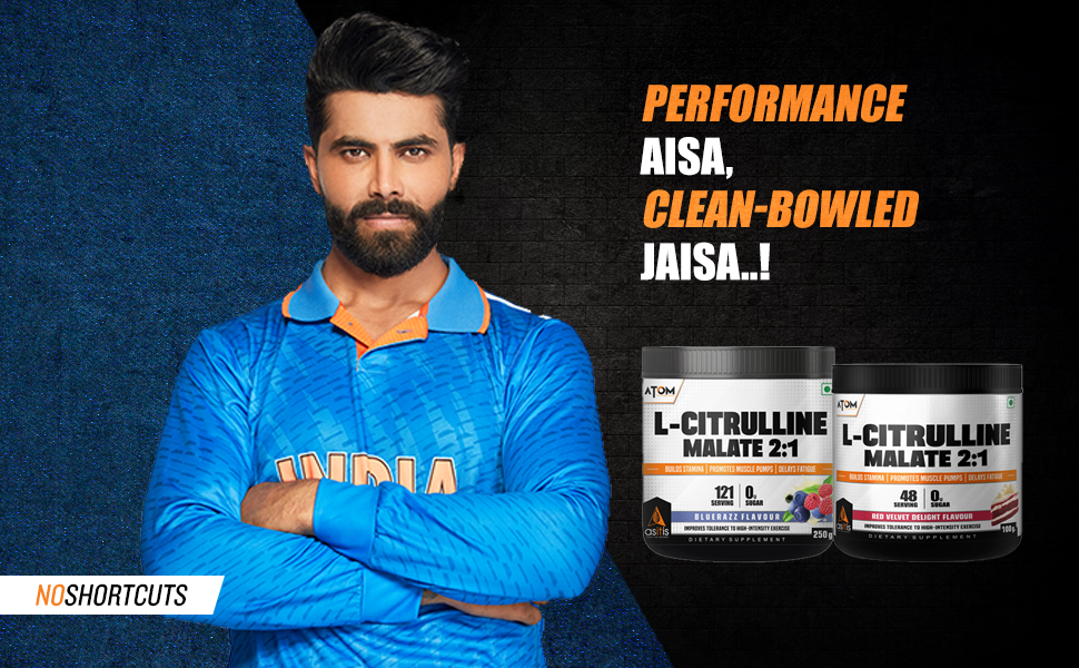 AS-IT-IS Nutrition ATOM L-Citrulline Malate Powder 2000mg, Boosts Nitric acid & Muscle recovery, Supports Endurance & Muscle Pump, Pre-Workout Supplement Men & Women, 100gm, 48 serves, Blue Razz