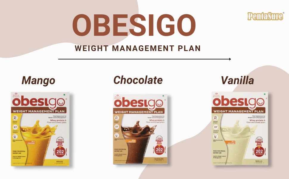 Obesigo BLCD Obesigo Meal Replacement Weight Loss And Weight Management Plan (Chocolate Flavor) - 350Gm (7 Sachets Of 50G Each)