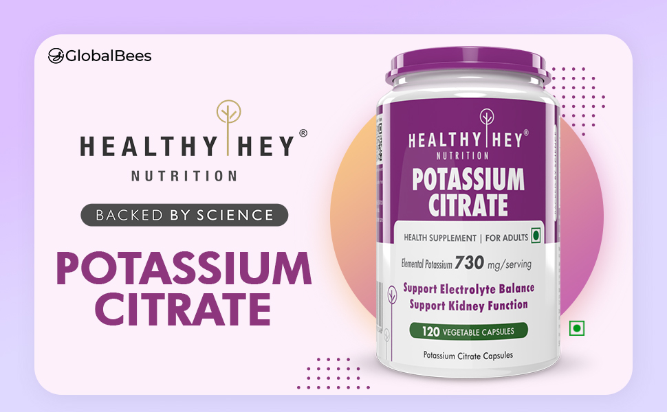HealthyHey Nutrition Potassium Citrate -120 Vegetable Capsules