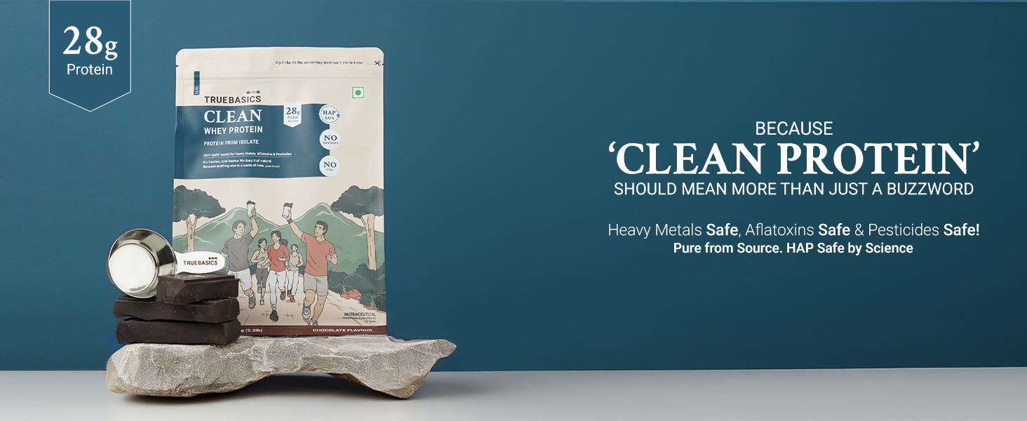 TrueBasics Clean Whey 100% Protein Isolate Powder, Chocolate, 1kg
