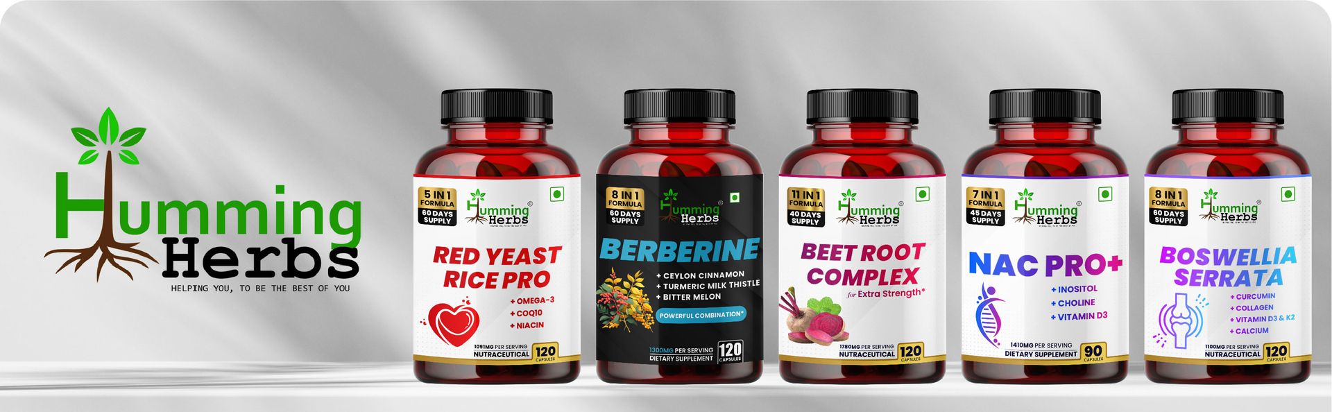 Humming Herbs L-Methylfolate (L-5-MTHF) with Vitamin B12, Vitamin B6 & Magnesium | 4-in-1 Daily Wellness Formula | 100mg | 90 Veg Capsules