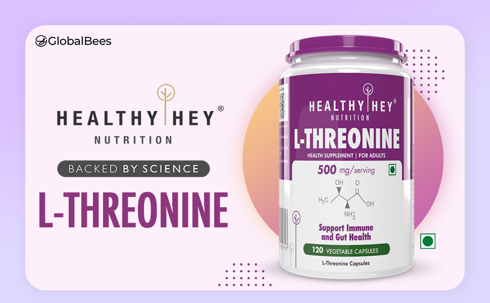 HealthyHey Nutrition L-Threonine - Essential Amino Acid -120 Veg Capsules