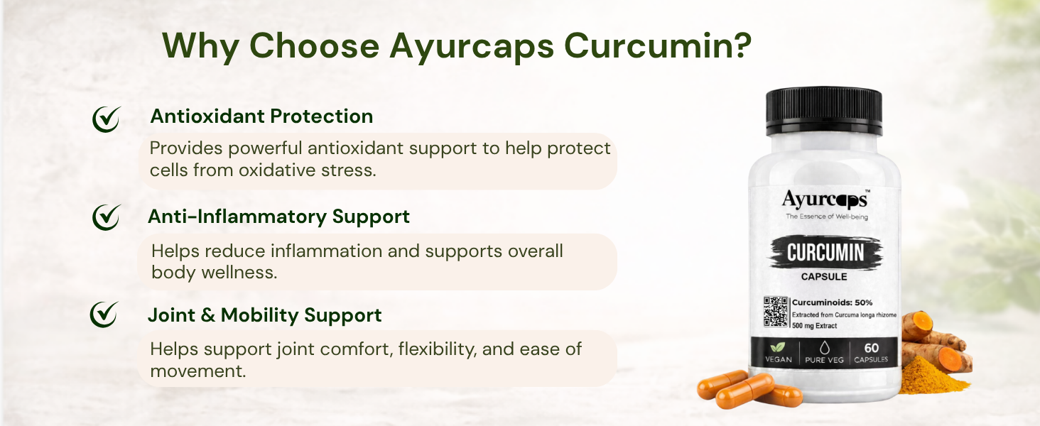 Curcumin 500mg 60 Veg Capsules | Turmeric Extract Supplement For Joint Support, Immune Health And Antioxidant Support | Plant Based Herbal Formula For Men And Women