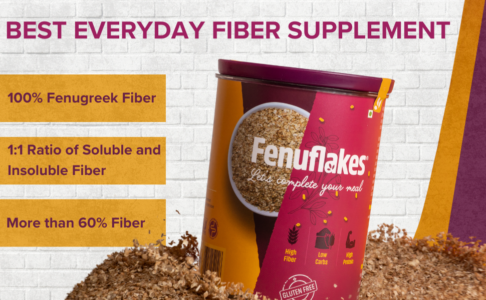 Fenuflakes 300g Fiber Supplement | Bloating, Acidity & Constipation Relief | Prebiotic Fiber | Psyllium Husk & Isabgol Replacer | Helps in Managing Blood Sugar Levels | Neutral in Taste | Unflavored | Add to Any Food