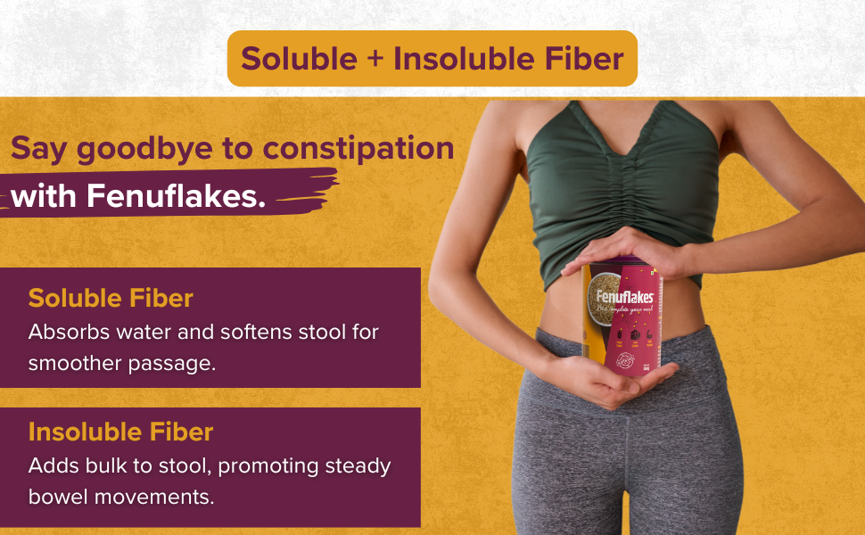 Fenuflakes 300g Fiber Supplement | Bloating, Acidity & Constipation Relief | Prebiotic Fiber | Psyllium Husk & Isabgol Replacer | Helps in Managing Blood Sugar Levels | Neutral in Taste | Unflavored | Add to Any Food