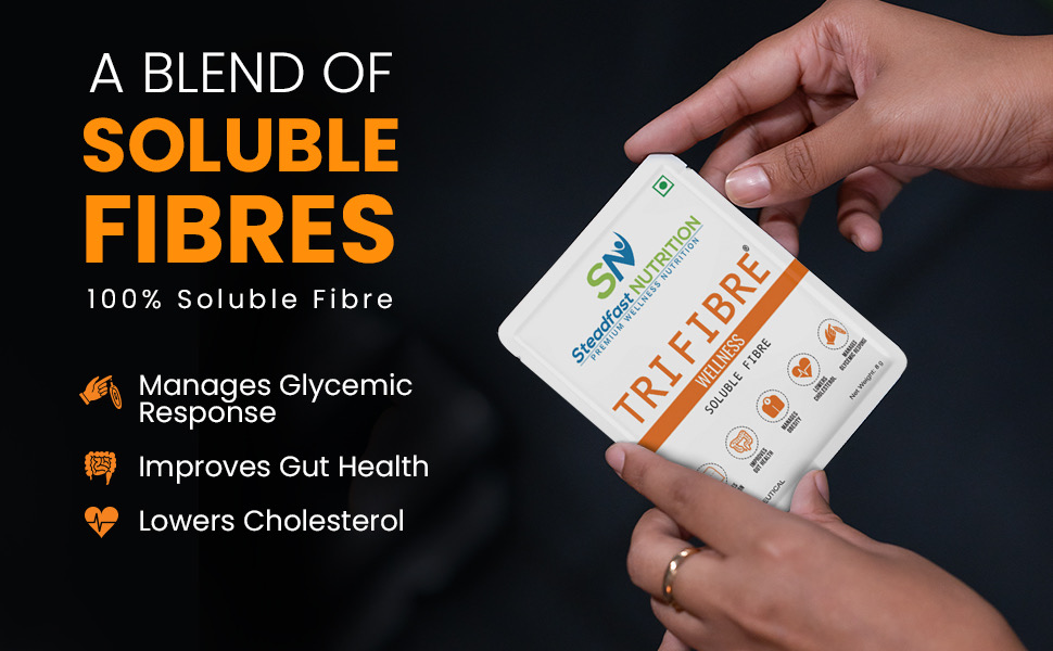 Steadfast Nutrition Tri Fibre Clear Soluble Fiber Supplement for Healthy Gut & constipation Relief Gluten Free (Unflavoured 30 Sachets, 240g)