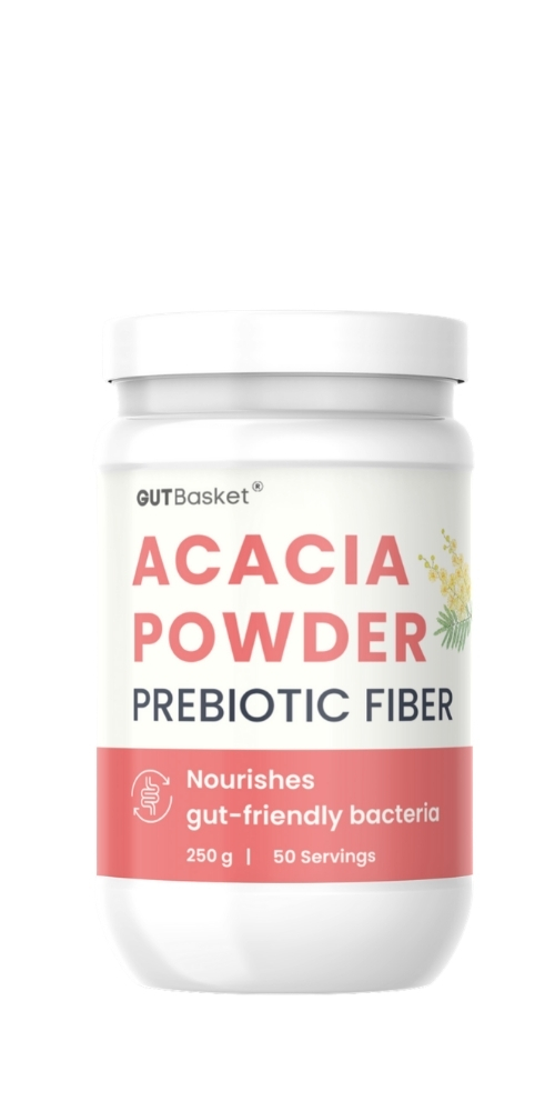 Gutbasket Acacia Powder Prebiotic (250g) - Prebiotic Fiber Supplement for Digestive Health & Gut Wellness - Vegan, Gluten-Free, Non-GMO - Nourishes Gut Microbiome, Easy on Your Gut