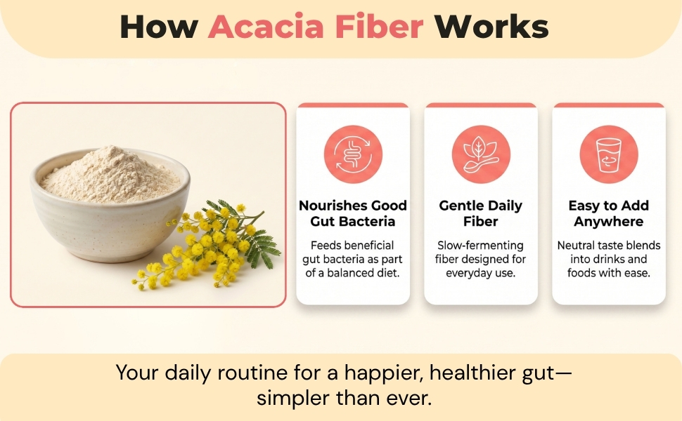 Gutbasket Acacia Powder Prebiotic (250g) - Prebiotic Fiber Supplement for Digestive Health & Gut Wellness - Vegan, Gluten-Free, Non-GMO - Nourishes Gut Microbiome, Easy on Your Gut
