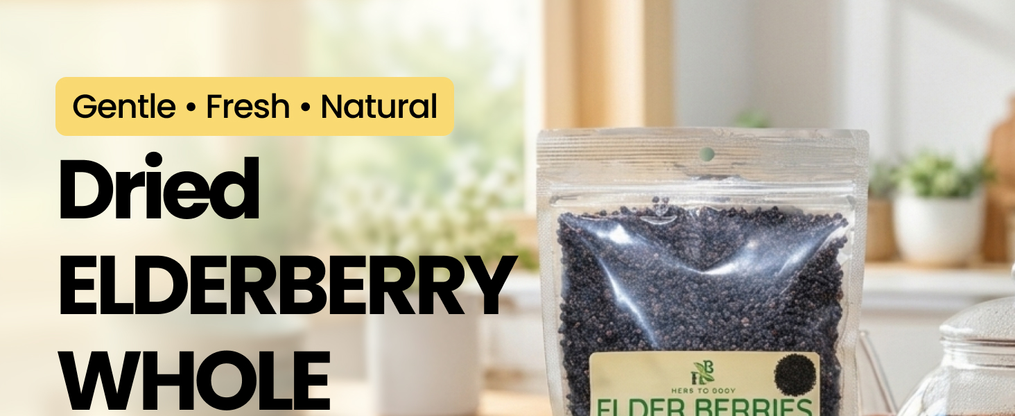 Herb To Body Organic Elderberry Dried Whole - 4oz Wildcrafted Sambucus Elderberry for Syrup, Teas, and Herbal Recipes