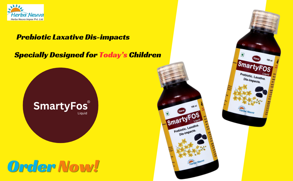 HERBA NEUVA SmartyFOS Liquid Prebiotic Syrup for Constipation Relief and Gut Health | Stool Softener with Fructo-oligosaccharides for Kids and Adults | Gentle Daily Gut Support | 100 ml Syrup