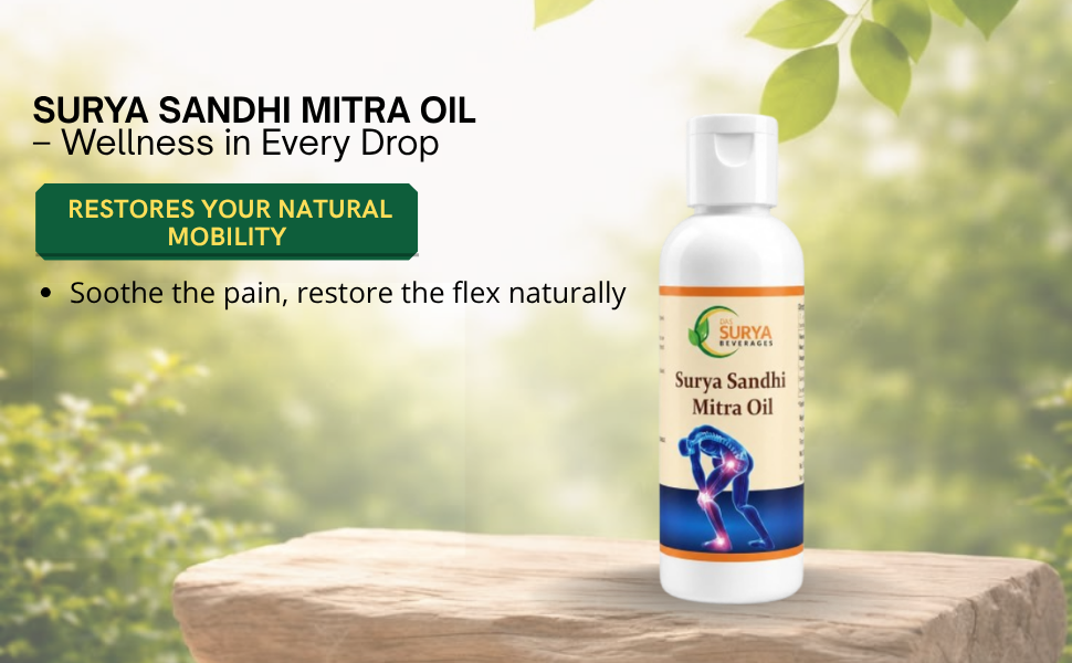 Surya Sandhi Mitra Ayurvedic Joint Pain Relief Oil with Sesame, Menthol, Clove, Garlic, Turmeric and Hadjod, 70ml