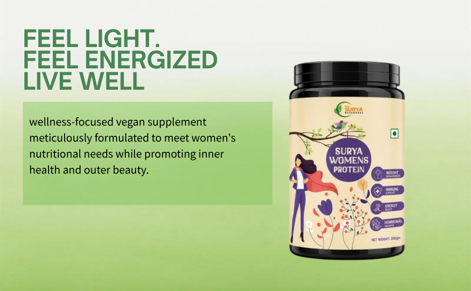 Surya Women's Ayurvedic Plant Protein Powder, Sweet & Creamy Flavour, with Shatavari and Ashwagandha, 300gm, for Hormonal Balance, Skin, Hair and Nail Health