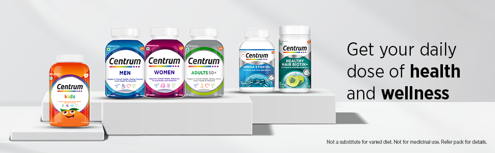 Centrum Women, World's No.1 Multivitamin with Biotin, Vitamin C & 21 vital Nutrients for Overall Health, Radiance, Strong Bones & Immunity (Veg) Pack of 30 Tablets