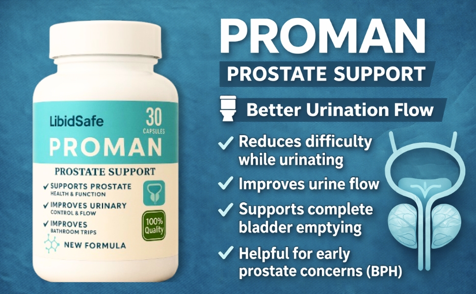 Proman Capsule for Men | Advanced Prostate Support Formula | Ayurvedic Prostate Wellness Supplement for 40+ Men | Get Relief from Frequent urination at night | 30 Capsules (Pack of 1)