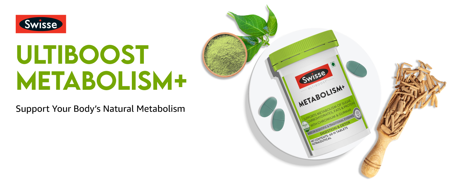 Swisse Metabolism+ With Chromium For Weight Management - Supports Digestion, Detox and Healthy Blood Sugar Levels - 60 Tablets