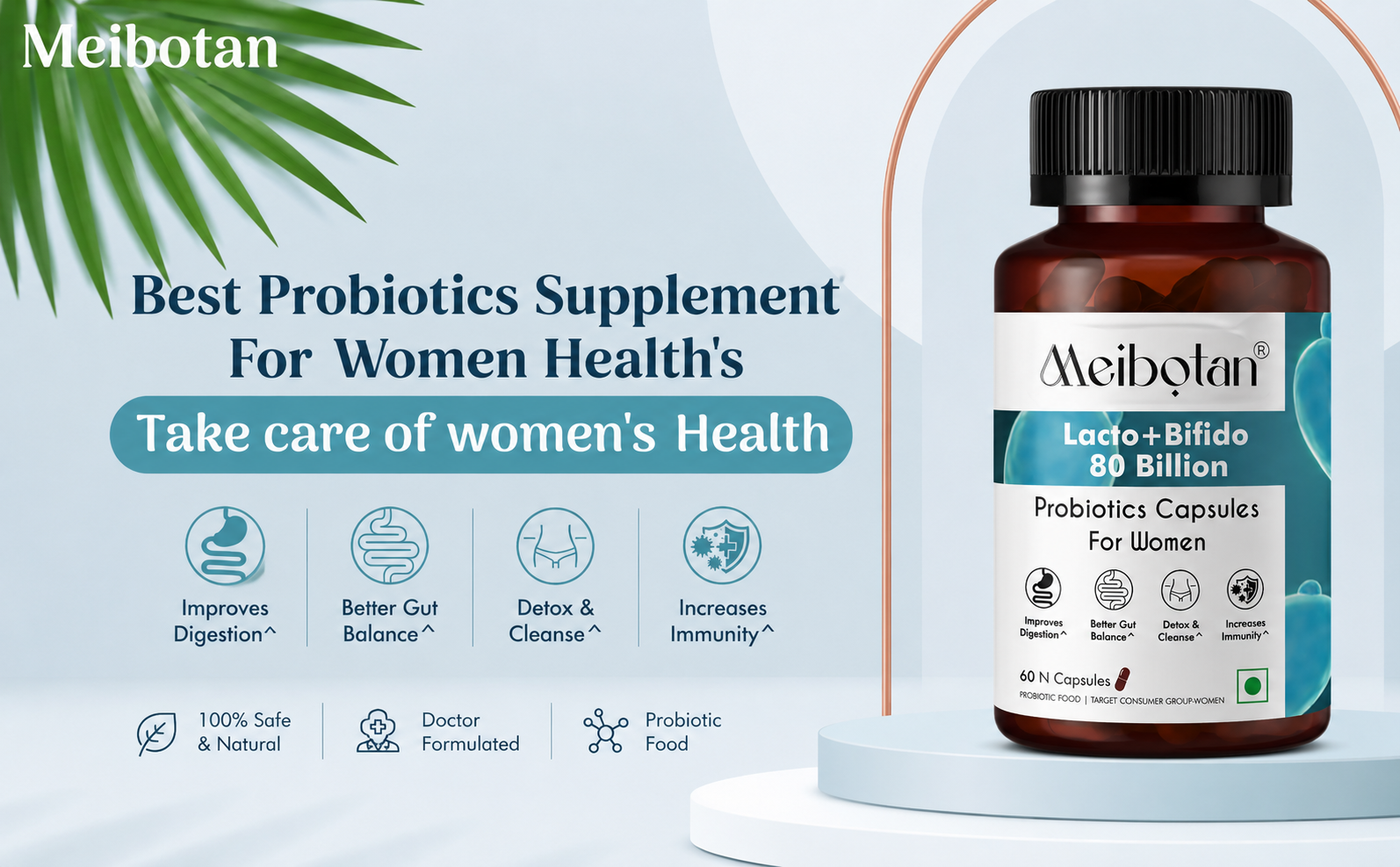 Best Women Probiotics Designed by Scientist Lactobacillus with Bifidobacterium 16 Strains 80 Billion CFU - Gut Support, Digestion Immunity Support Detox & Cleanse 60 Veg Capsules (For Women)