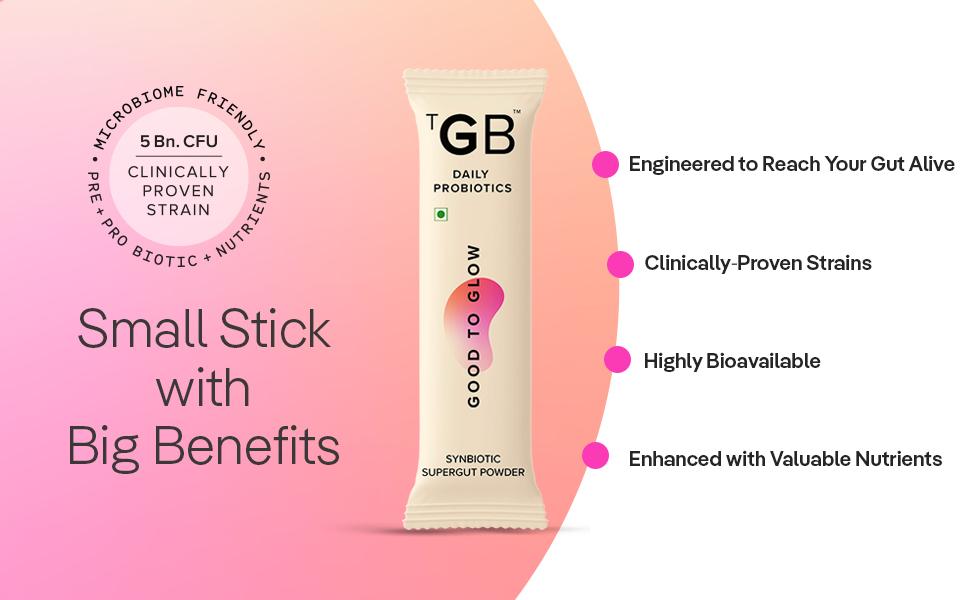 The Good Bug Good To Glow SuperGut Powder for Glowing Skin | Pre & Probiotic Supplement for Healthier Skin, Hair & Nails for Women | 5 Billion CFU of Clinically Proven Strains | 15 Days Pack