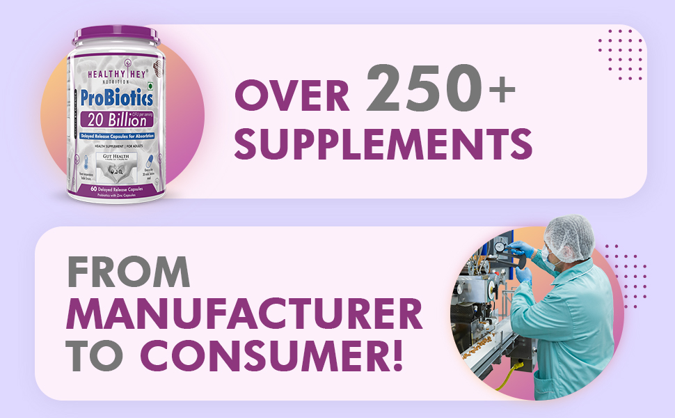 HealthyHey Nutrition Probiotic 20 Billion Cfu Supplement with Delayed - Release Capsules for Temperature Stable, Digestion, and Immune Health - (60 Capsules)