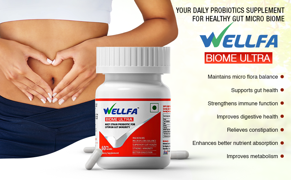 Biome Ultra Multi Strain Probiotic for Gut Immunity & Digestion- 120 Veg Capsules | Probiotics for men & women for Better digestion | Supports Microflora Balance & Stronger Immunity (Pack of 1)