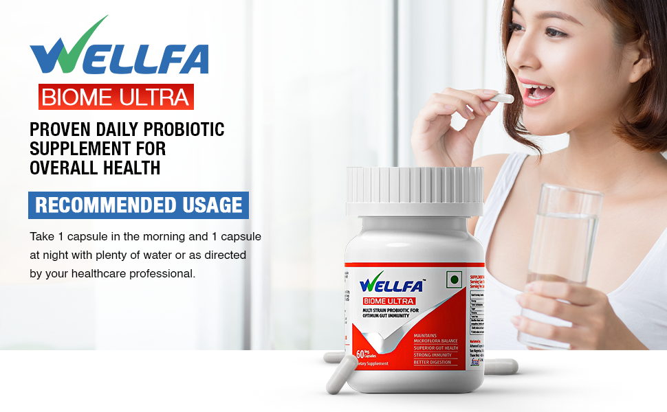 Biome Ultra Multi Strain Probiotic for Gut Immunity & Digestion- 120 Veg Capsules | Probiotics for men & women for Better digestion | Supports Microflora Balance & Stronger Immunity (Pack of 1)