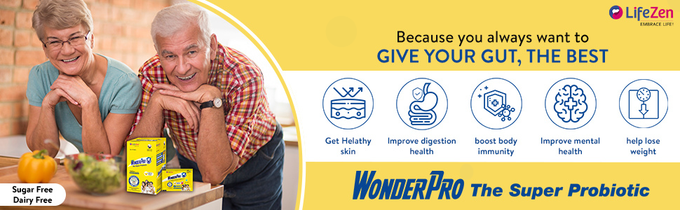 Wonderpro Probiotics Supplement 5 Billion CFU (Pack of 2), Gut Health Supplements with Probiotic | Good for Digestion, Reduce Bloating l No Gluten & No lactose | Sugarfree 30 Sachet (1gm Each Sachet)