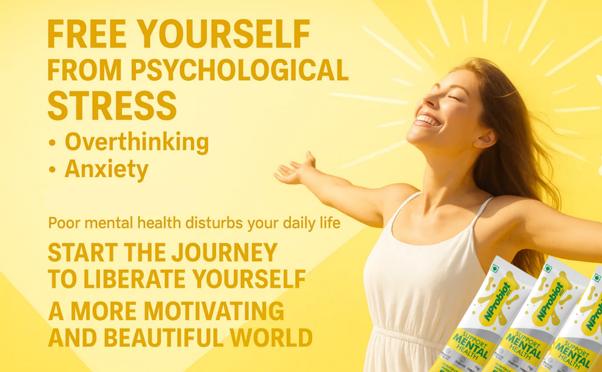 Mental Health Probiotics & Prebiotics Sachets | Stress I Anxiety I Depression I Disturbed Sleep I Cognitive health I Brain Health