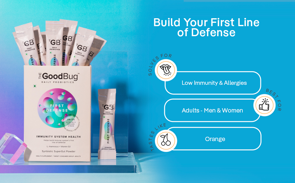 The Good Bug First Defense SuperGut Powder for Healthy Digestion | Immunity Booster Pre & Probiotic Supplement for Men & Women | 2 Billion CFU of Clinically Proven Strains | 90 Days Pack