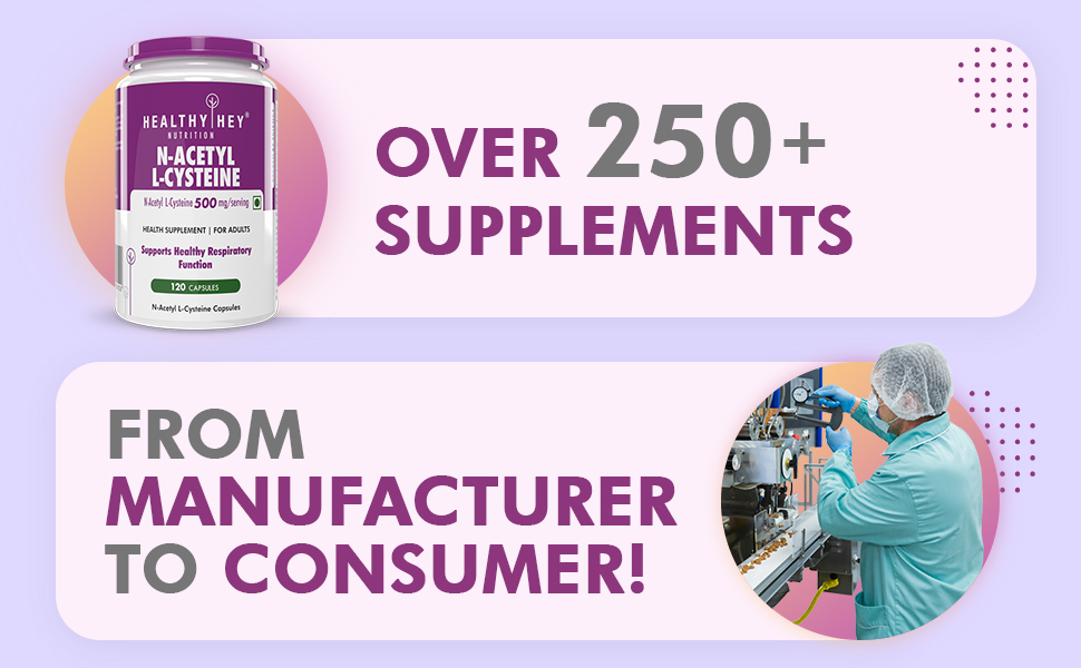 HealthyHey Nutrition N-Acetyl L-Cysteine (NAC) - Non-GMO - Gluten Free - 500mg - 120 Veg. Capsules - Pack of 4