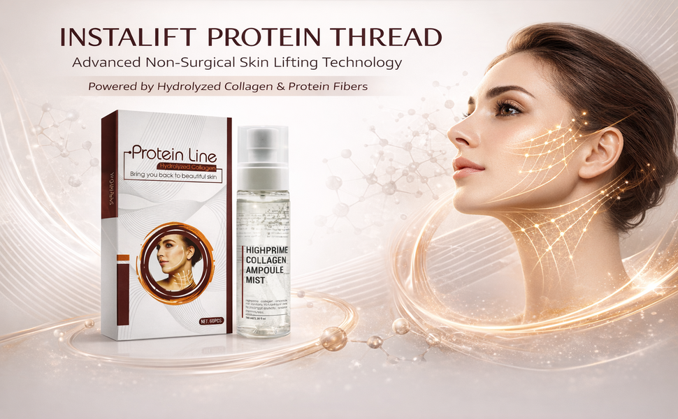 MS MAGIC SECRET Instalift Protein Thread Lifting Set, Soluble Protein Thread, Protein Threads Absorbable Collagen Thread for Face Lift, Smoothes Fine Lines (60pcs) + Collagen Mist