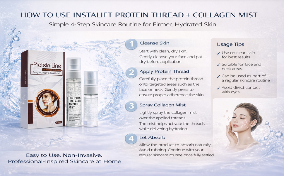 MS MAGIC SECRET Instalift Protein Thread Lifting Set, Soluble Protein Thread, Protein Threads Absorbable Collagen Thread for Face Lift, Smoothes Fine Lines (60pcs) + Collagen Mist