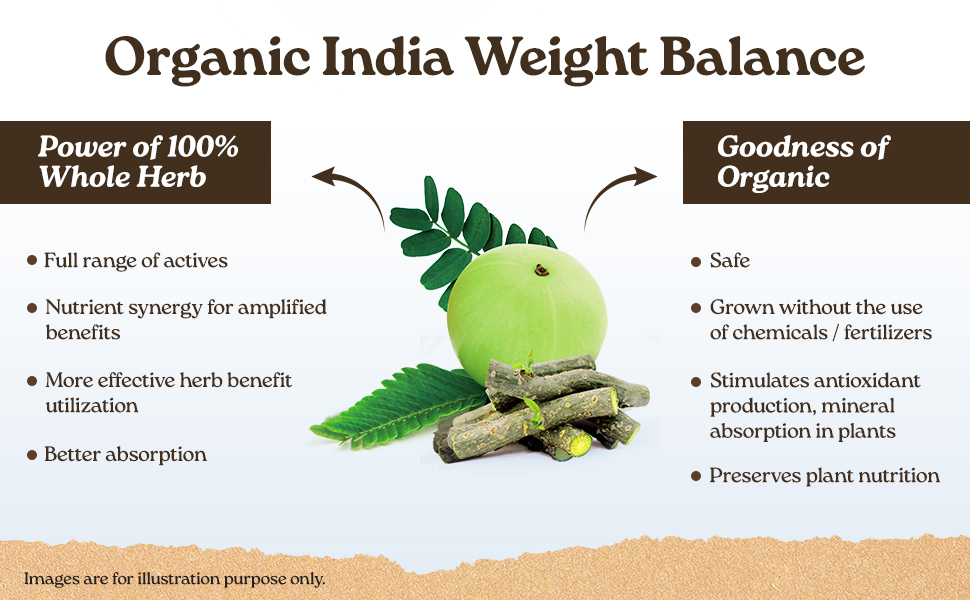 A TATA Product - Organic India Weight Balance - 60 Veg Capsules, Naturally Promotes Healthy Metabolism & Reduces Fatigue, Contains Antioxidants For Better Immunity, GMP & NPOP Certified Organic
