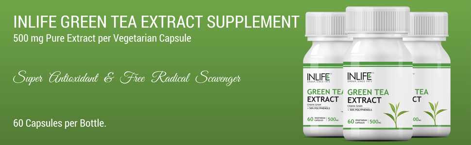 INLIFE Green Tea Extract Chaha Ghan, 500mg 50% Polyphenols, 60 Veg Capsules