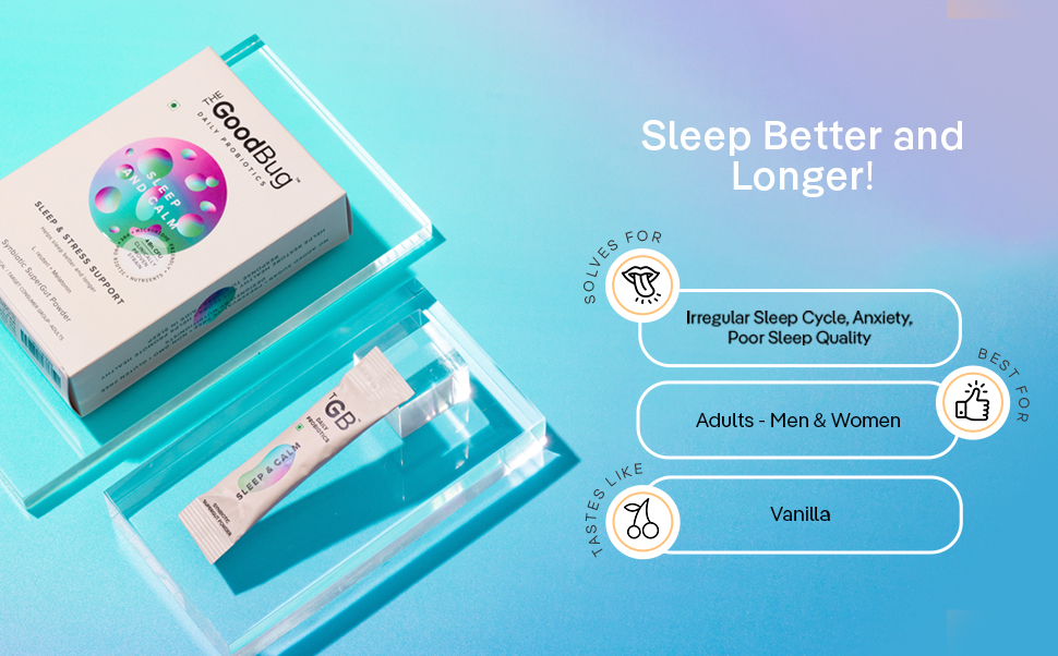 The Good Bug Sleep and Calm SuperGut Powder for Healthy Deep Sleep & Stress Relief |Melatonin |Pre & Probiotic Supplement for Men & Women | 4 Billion CFU of Clinically Proven Strains | 15 Days Pack