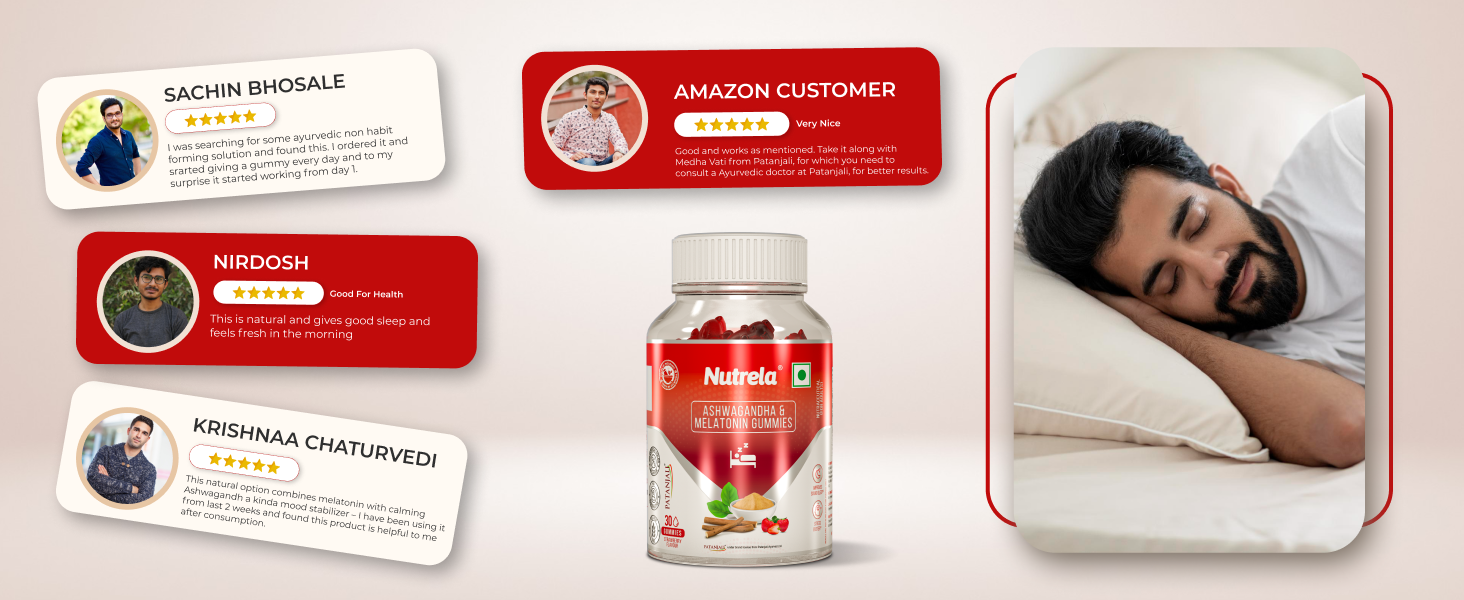 Nutrela Ashwagandha & Melatonin Sleep Gummies for Men & Women | 30 Strawberry-Flavored Gummies - Pack of 2 | Supports Restful Sleep & Stress Relief