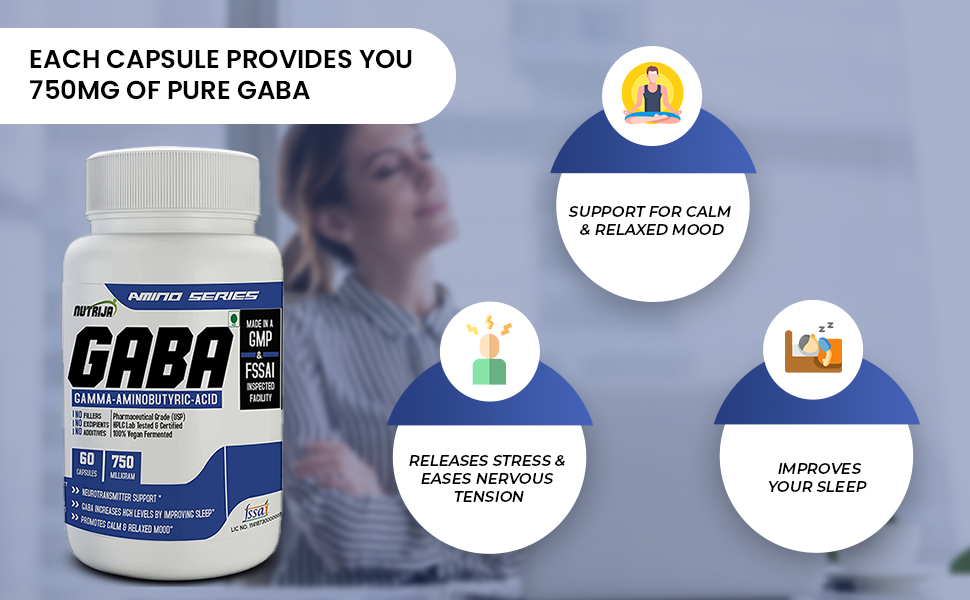 NutriJa GABA 750MG Supplement - 60 Capsules (60 Capsules)
